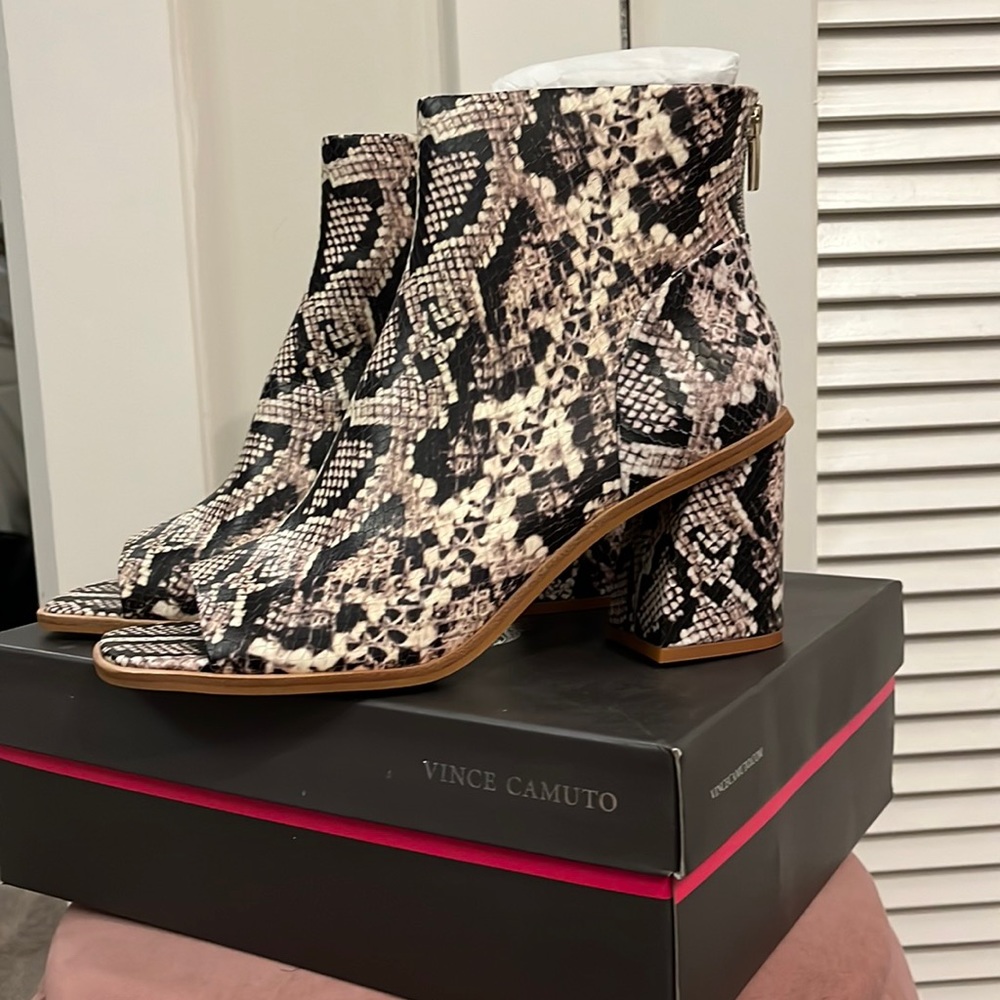 Snakeskin booties